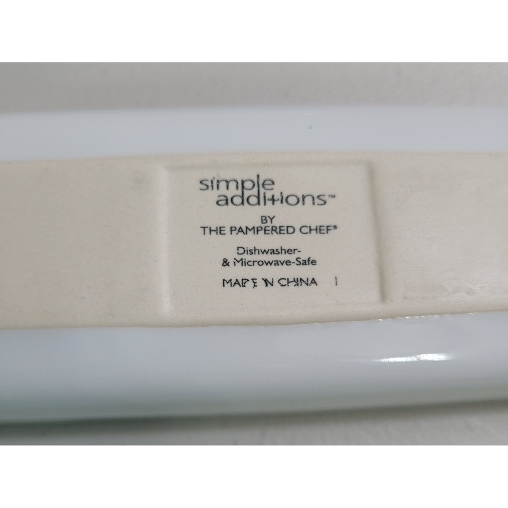 Pampered Chef Simple Additions White Ceramic Rectangular Appetizer Plates Set 4 - Picture 3 of 7